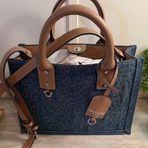 True Religion Denim and Tan Tote Bag